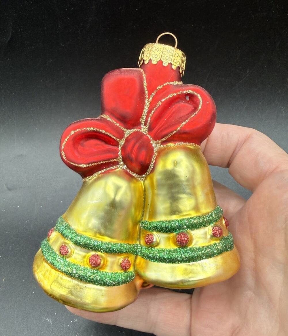 Unique Treasures Bells Blown and Painted Crafted Glass Ornament -BG1
